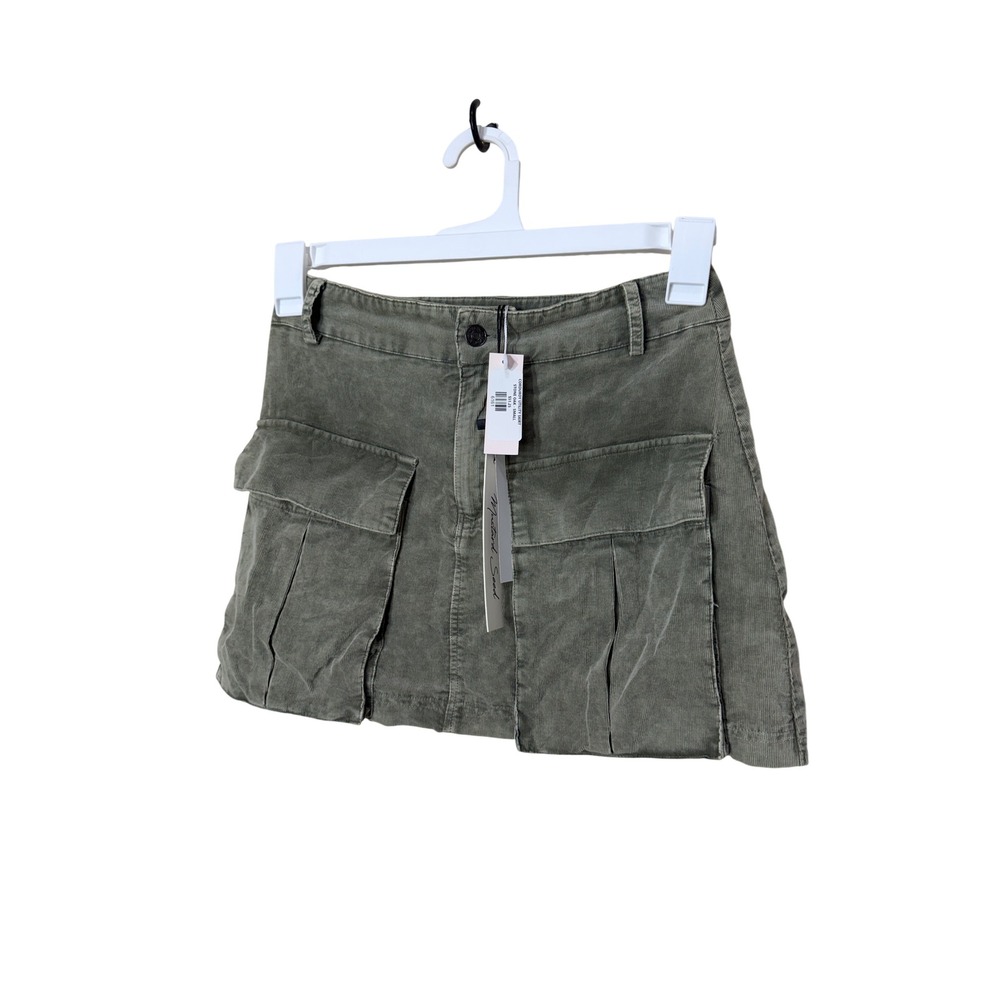 Mustard Seed Corduroy Utility Skirt Stone Oak Olive Green‎ Mini Cargo Size S